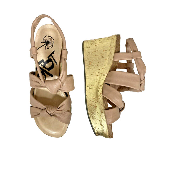 OTBT Far Side Platform Wedge Sandal Knotted Neutral Brown Taupe Leather Size 8.5 - Picture 9 of 10